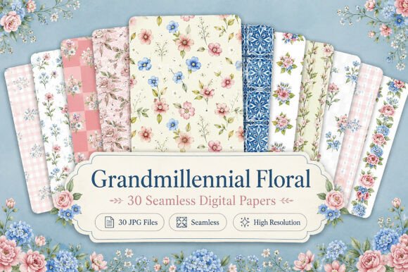 Download Grandmillennial Floral Seamless Papers - Floral seamless Collection
