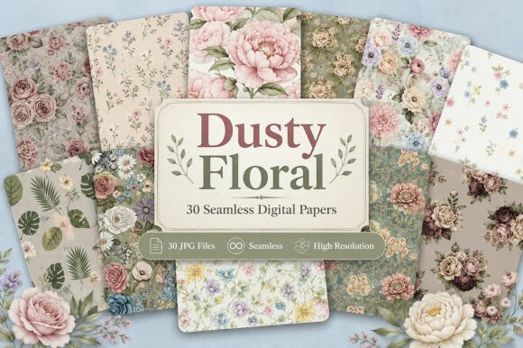 Download Dusty Floral Seamless Patterns - Floral seamless Collection