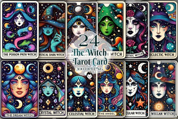 Download Witch Tarot Cards Sublimation Clipart - Cards Collection
