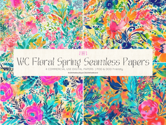 Download Watercolor Floral Seamless Pattern Pack - Floral seamless Collection