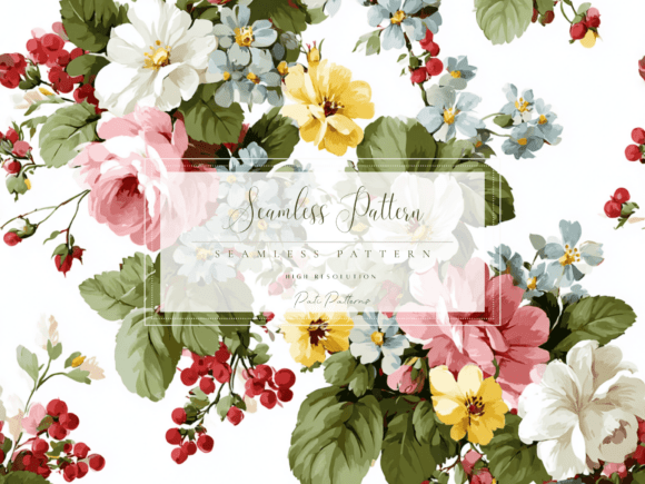 Download Vintage Floral Seamless Pattern PNG with Background - Floral seamless Collection