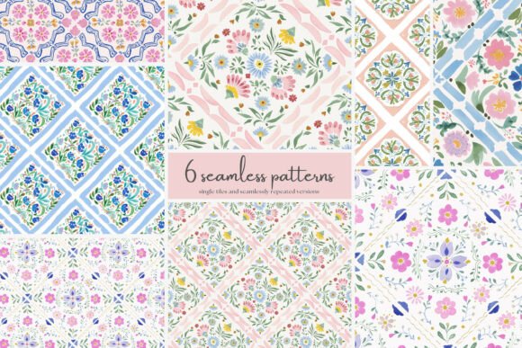 Download Folk Floral Seamless Patterns Bundle - Floral seamless Collection